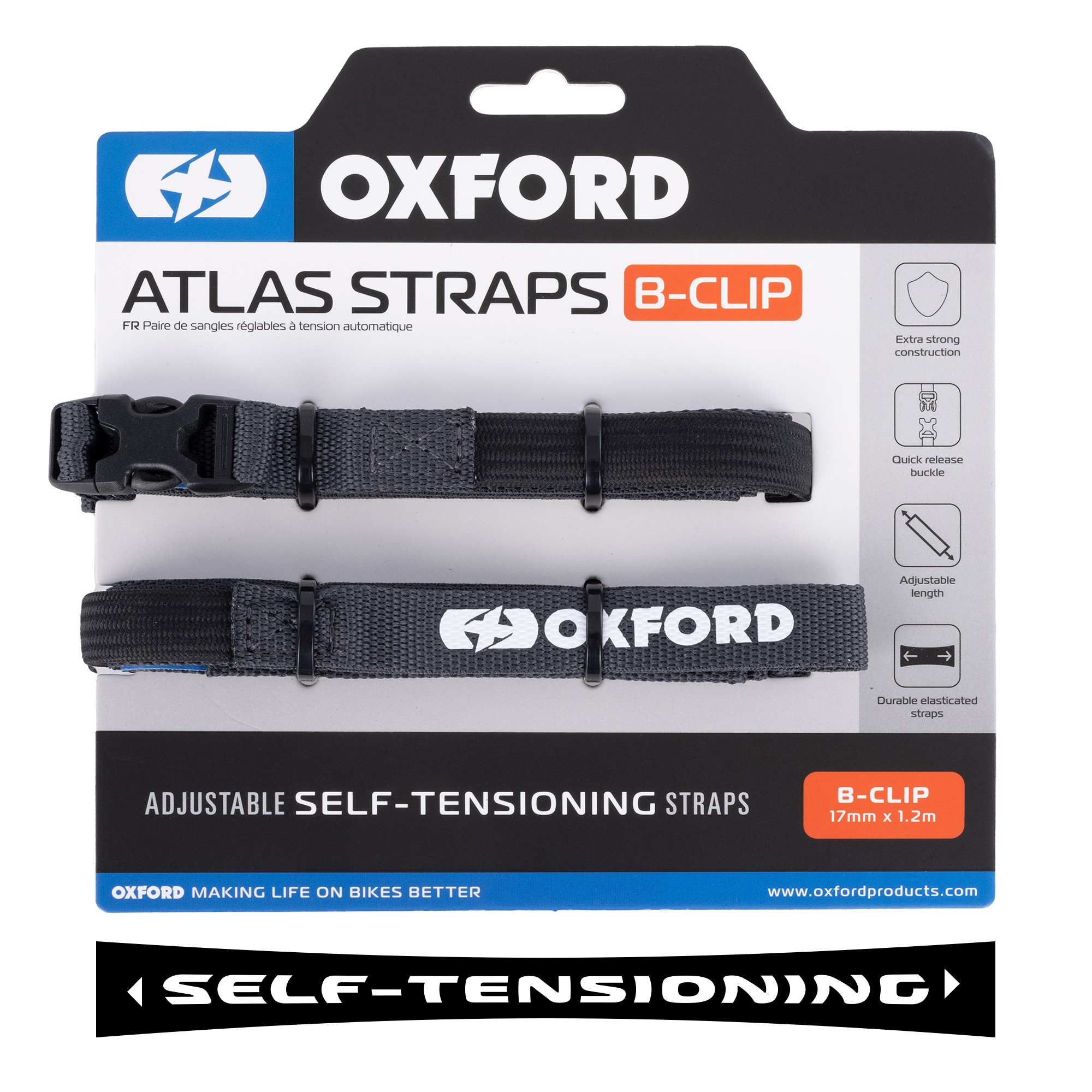 ΙΜΑΝΤΑΣ Oxford Atlas B-Clip 17mm x 1.2m (Pair) Asphalt OX313