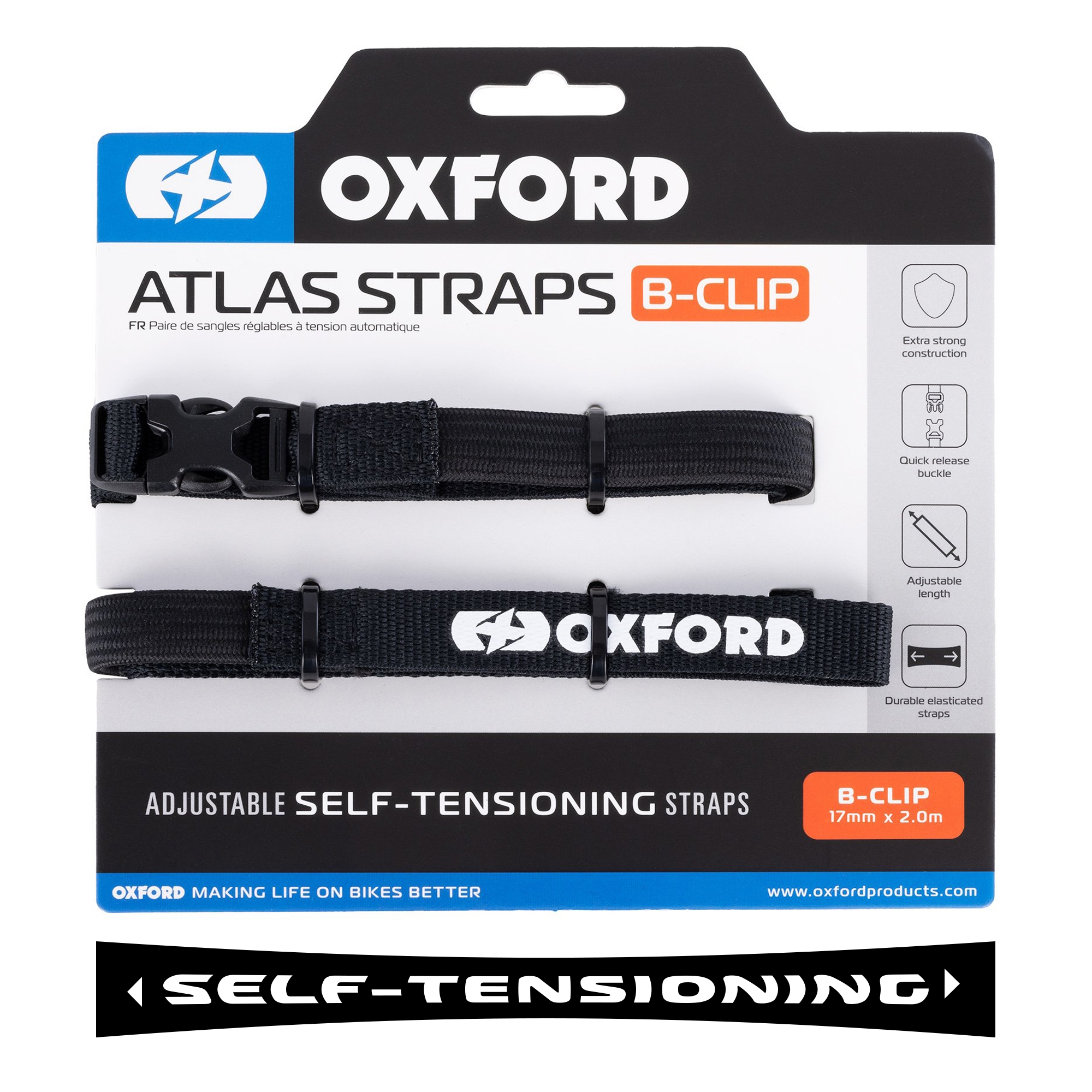 ΙΜΑΝΤΑΣ Oxford Atlas B-Clip 17mm x 2.0m (Pair) Black OX315