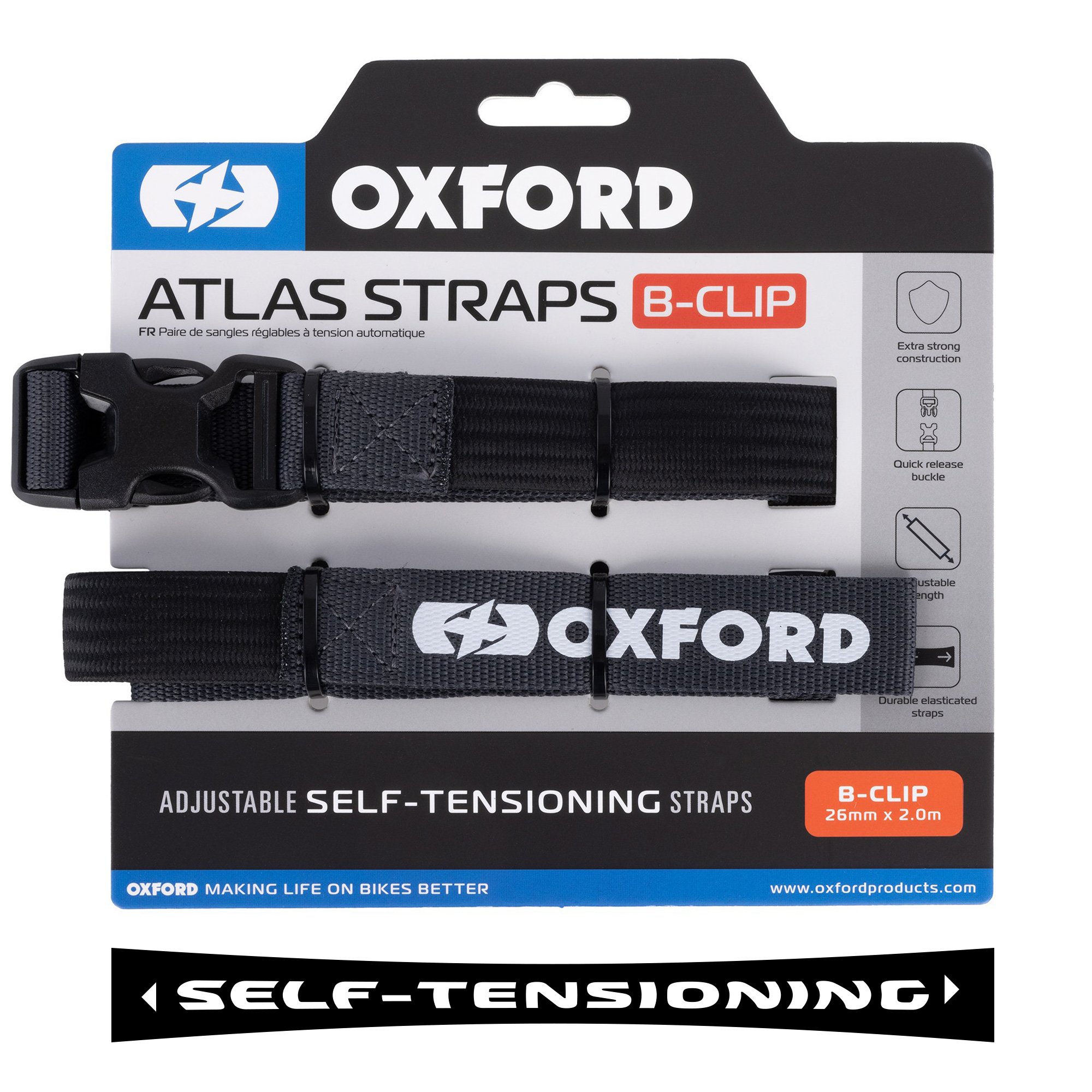 ΙΜΑΝΤΑΣ Oxford Atlas B-Clip 26mm x 2.0m (Pair) Asphalt OX322