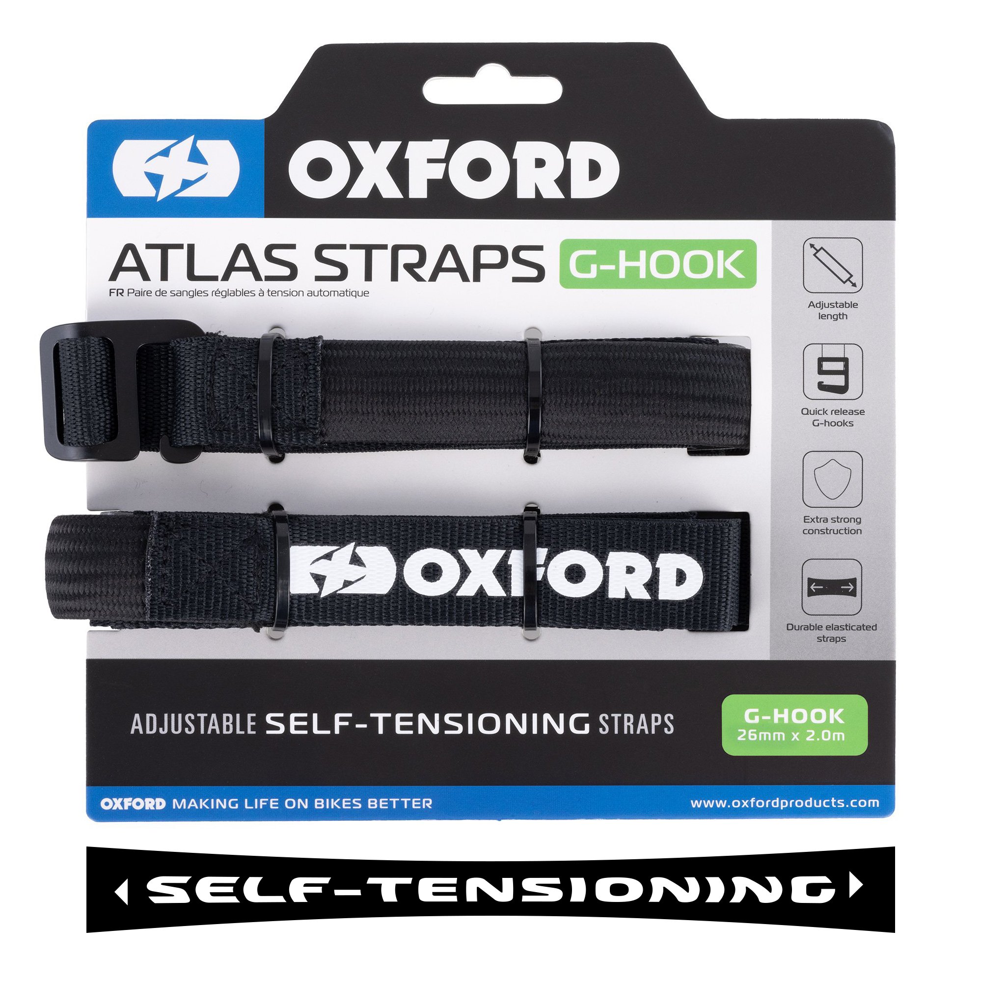 ΙΜΑΝΤΑΣ Oxford Atlas G-Hook 26mm x 2.0M Black (Pair) OX309