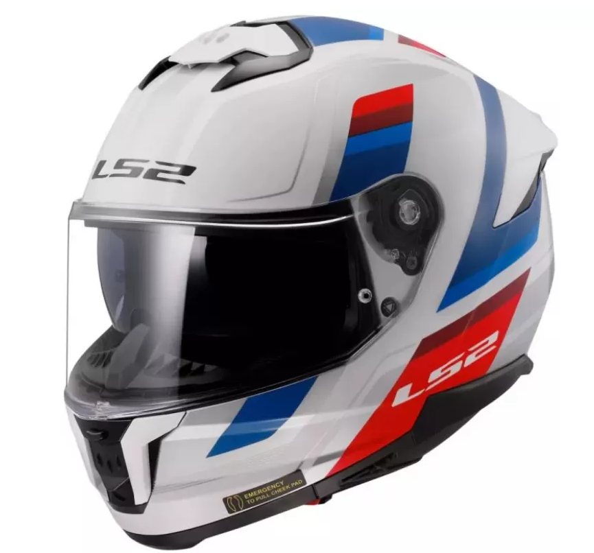 LS2 FF808 STREAM II VINTAGE GLOSS WHITE BLUE RED