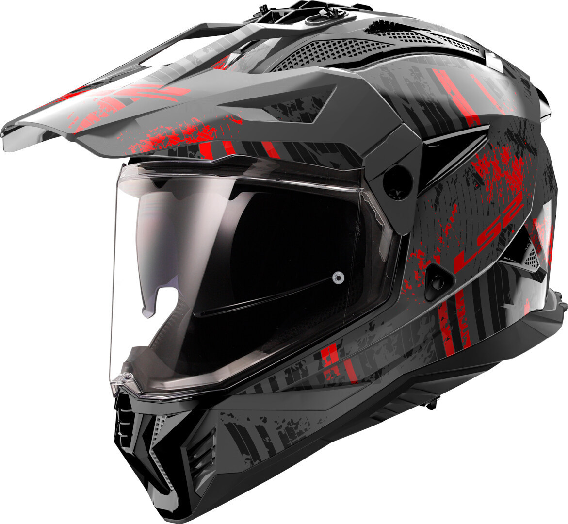 LS2 MX702 PIONEER II CRAZY GLOSS BLACK GREY RED