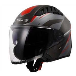 LS2 COPTER II OF600 DISTON GLOSS GREY RED Main Image